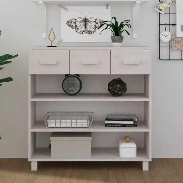 Gossi masa de cafea „hamar”, alb, 90x35x90 cm, lemn masiv de pin