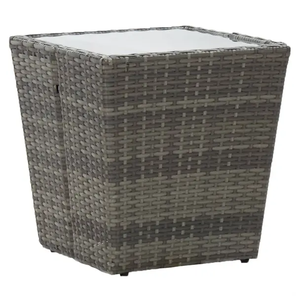 Gossi masa de ceai gri 41,5x41,5x43 cm poliratan sticla securizata