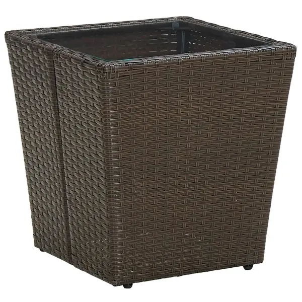 Gossi masa de ceai, maro, 41,5x41,5x44 cm poliratan/sticla securizata
