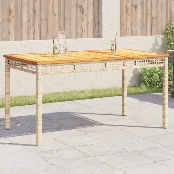 Gossi masa de gradina, bej, 140x80x75 cm, poliratan si lemn acacia