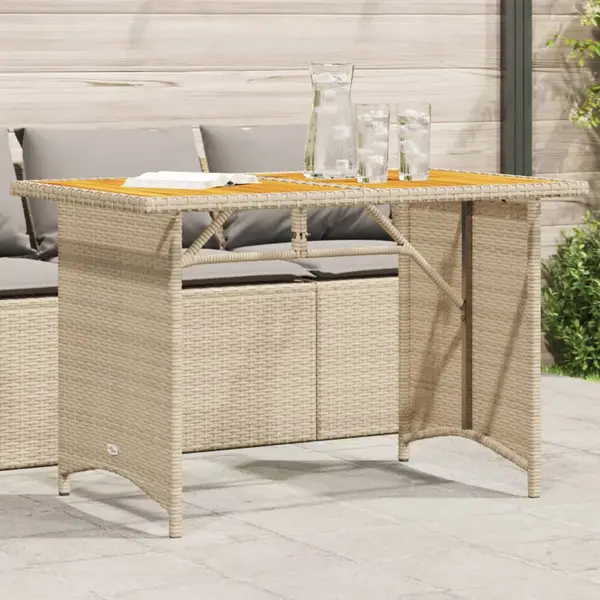 Gossi masa de gradina cu blat din lemn, bej 110x68x70 cm poliratan