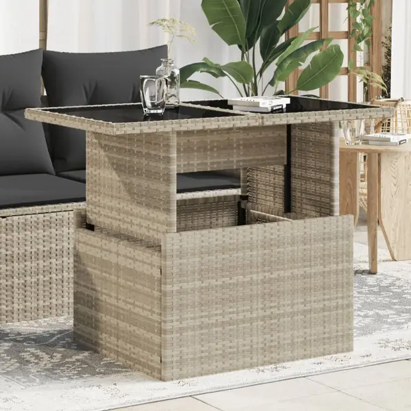 Gossi masa de gradina cu blat din sticla, gri deschis, 100x55x73 cm