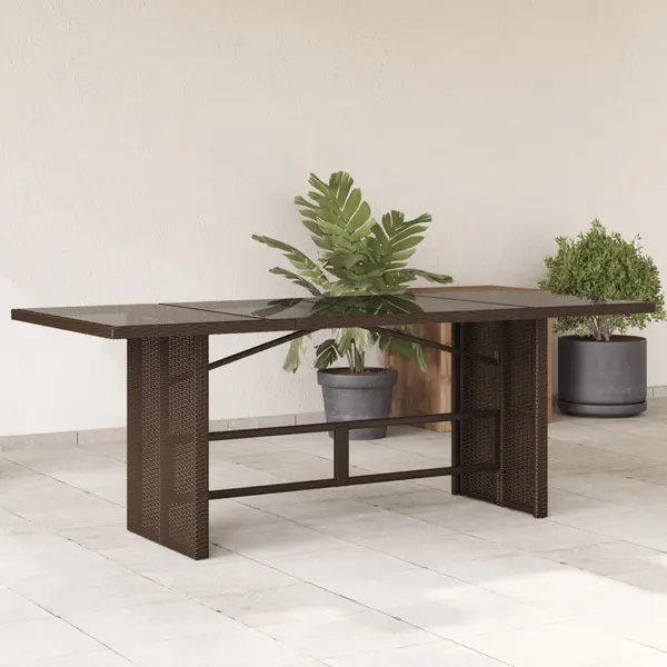 Gossi masa de gradina cu blat din sticla maro 190x80x75 cm poliratan