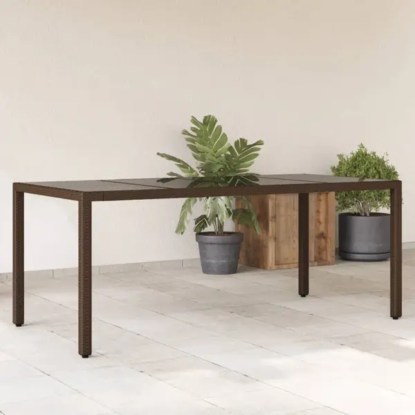 Gossi masa de gradina cu blat din sticla maro 190x90x75 cm poliratan