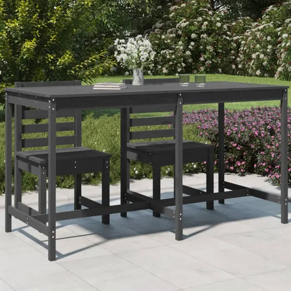 Gossi masa de gradina, gri, 203,5x90x110 cm, lemn masiv de pin