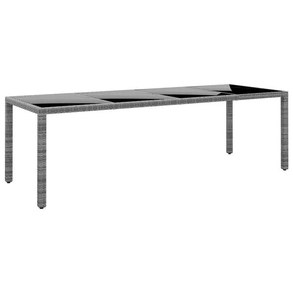 Gossi masa de gradina gri 250x100x75 cm sticla securizata/poliratan