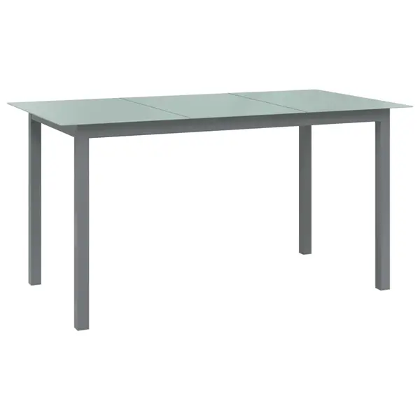Gossi masa de gradina, gri deschis, 150x90x74 cm, aluminiu si sticla