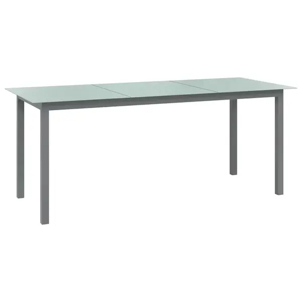 Gossi masa de gradina, gri deschis, 190x90x74 cm, aluminiu si sticla