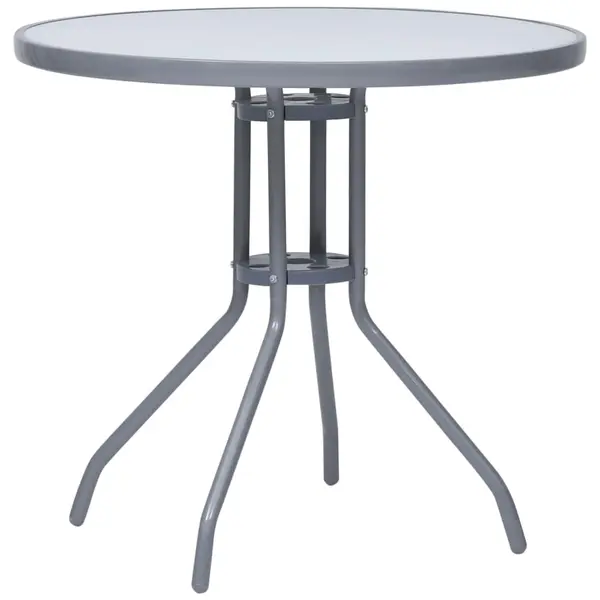 Gossi masa de gradina, gri deschis, 80 cm, otel si sticla