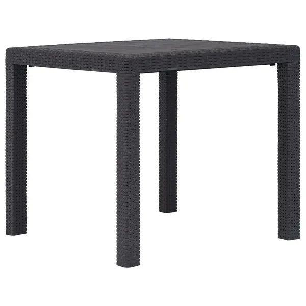 Gossi masa de gradina, maro, 79x79x72 cm, plastic, aspect ratan
