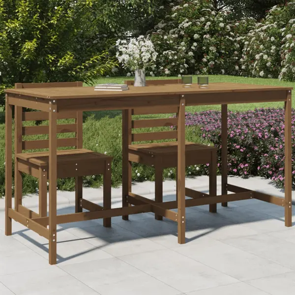 Gossi masa de gradina, maro miere, 203,5x90x110 cm, lemn masiv pin
