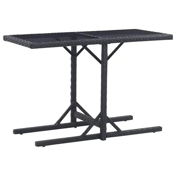 Gossi masa de gradina, negru, 110 x 53 x 72 cm, sticla si poliratan
