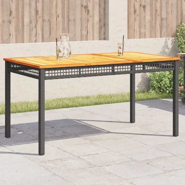 Gossi masa de gradina, negru, 140x80x75 cm, poliratan si lemn acacia