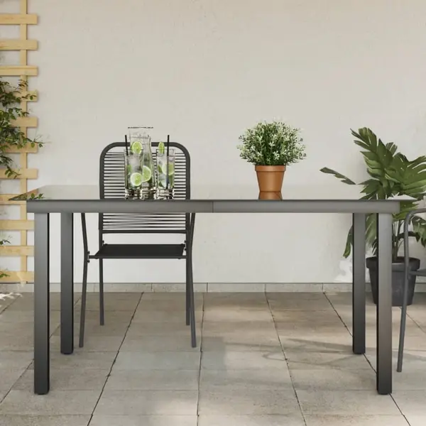 Gossi masa de gradina, negru, 150 x 90 x 74 cm, aluminiu si sticla