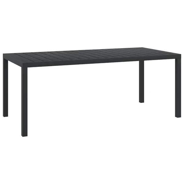 Gossi masa de gradina, negru, 185 x 90 x 74 cm, aluminiu si wpc