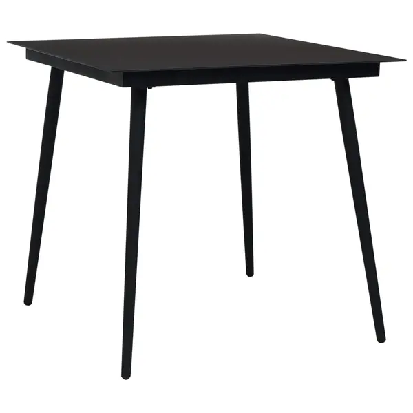 Gossi masa de gradina, negru, 80 x 80 x 74 cm, otel si sticla