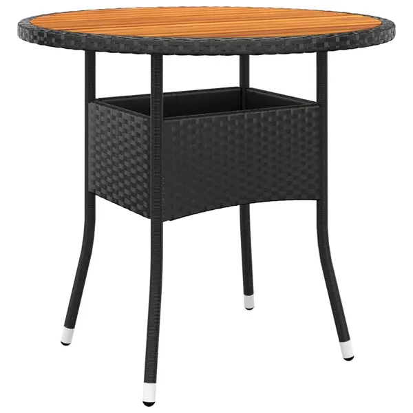 Gossi masa de gradina, negru, Ø80x75cm, lemn de acacia/poliratan