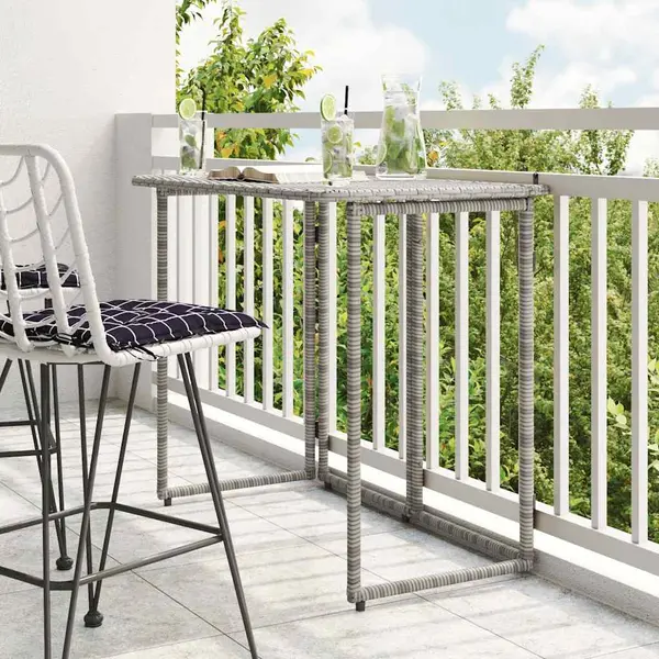 Gossi masa de gradina pliabila gri 90x51x75 cm poly ratan