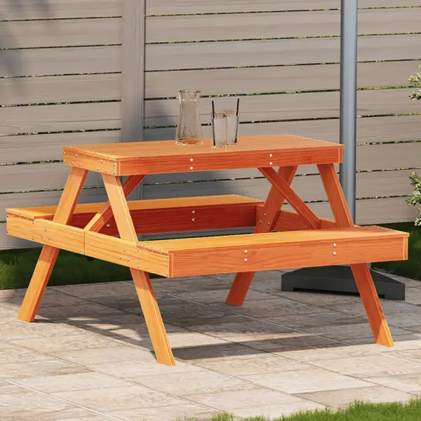 Gossi masa de picnic, maro ceruit, 105x134x75 cm, lemn masiv de pin
