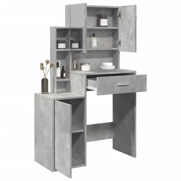 Gossi masa de toaleta cu dulap, gri beton, 80x35x132 cm