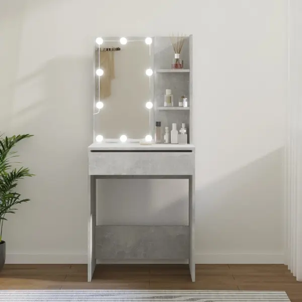 Gossi masa de toaleta cu led, gri beton, 60x40x140 cm