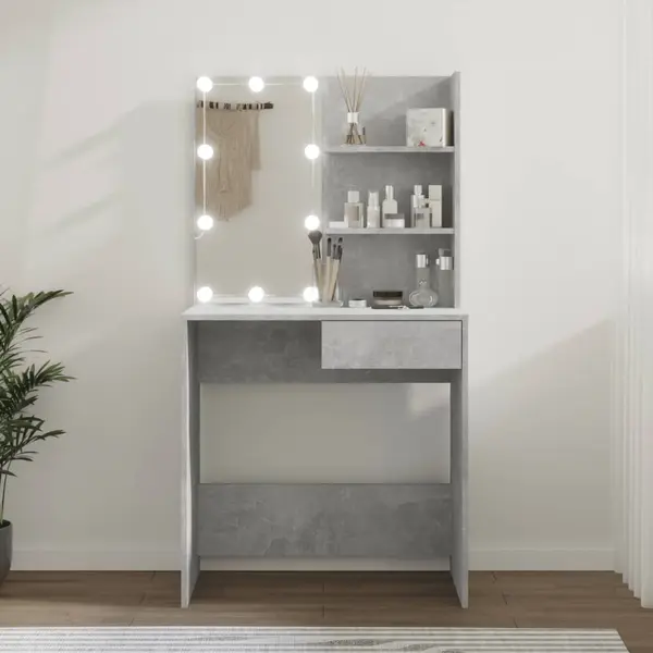 Gossi masa de toaleta cu led, gri beton, 74,5x40x141 cm