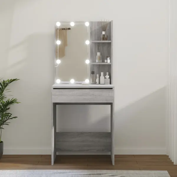 Gossi masa de toaleta cu led, gri sonoma, 60x40x140 cm
