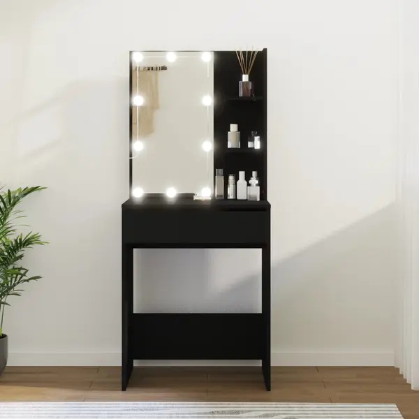 Gossi masa de toaleta cu led, negru, 60x40x140 cm