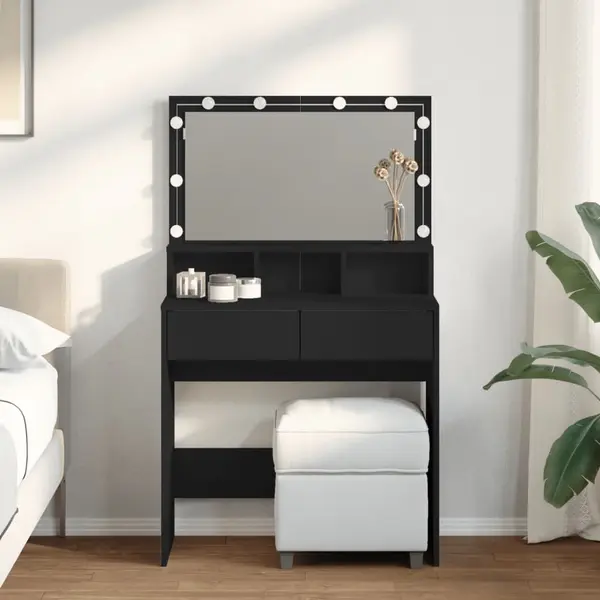 Gossi masa de toaleta cu led, negru, 80x41x134,5 cm