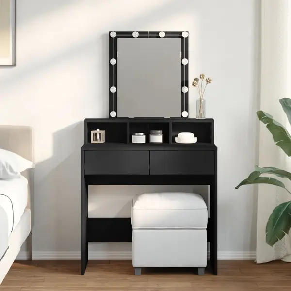 Gossi masa de toaleta cu led, negru, 80x41x144,5 cm