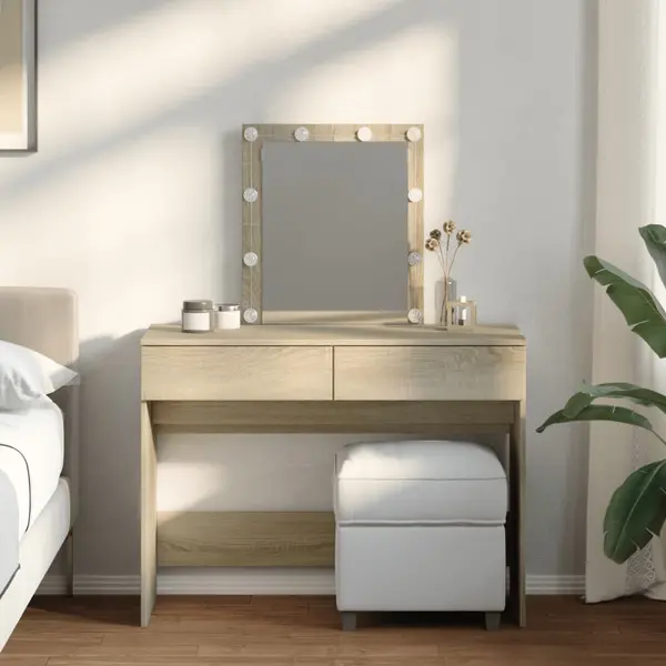 Gossi masa de toaleta cu led, stejar sonoma, 100x40x130 cm