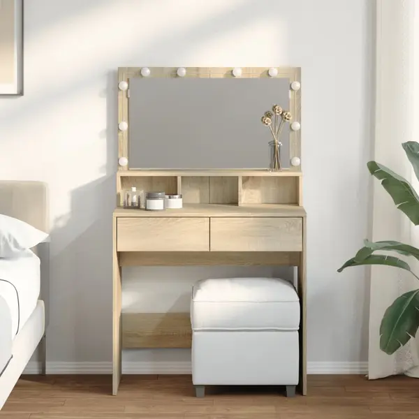Gossi masa de toaleta cu led, stejar sonoma, 80x41x134,5 cm