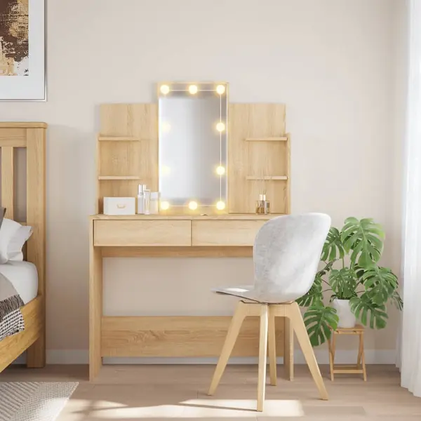 Gossi masa de toaleta cu led-uri, stejar sonoma, 96x40x142 cm