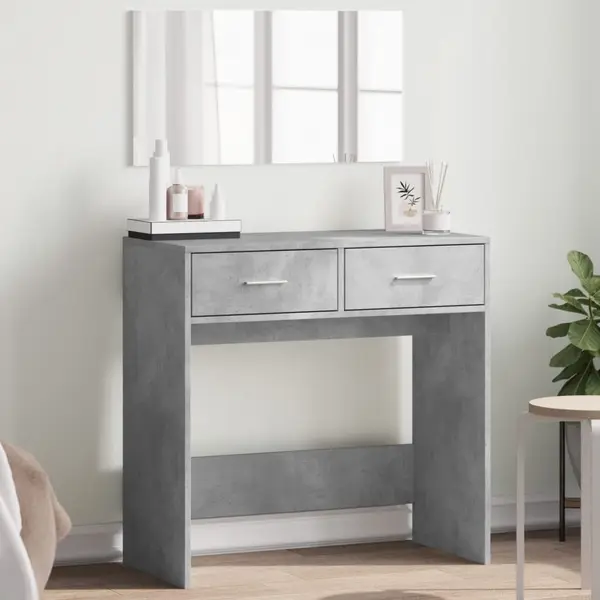 Gossi masa de toaleta cu oglinda, gri beton, 80x39x80 cm