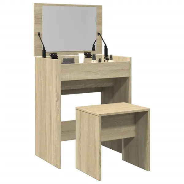 Gossi masa de toaleta si taburet, stejar sonoma, 60x40x113,5 cm