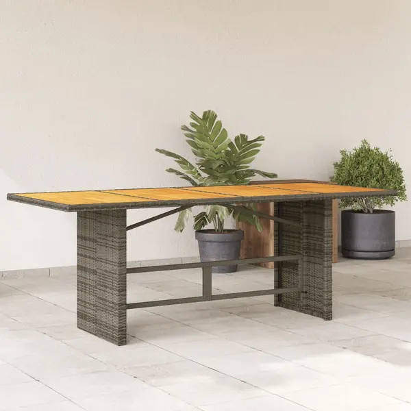 Gossi masa gradina, blat din lemn acacia gri 190x80x75 cm poliratan