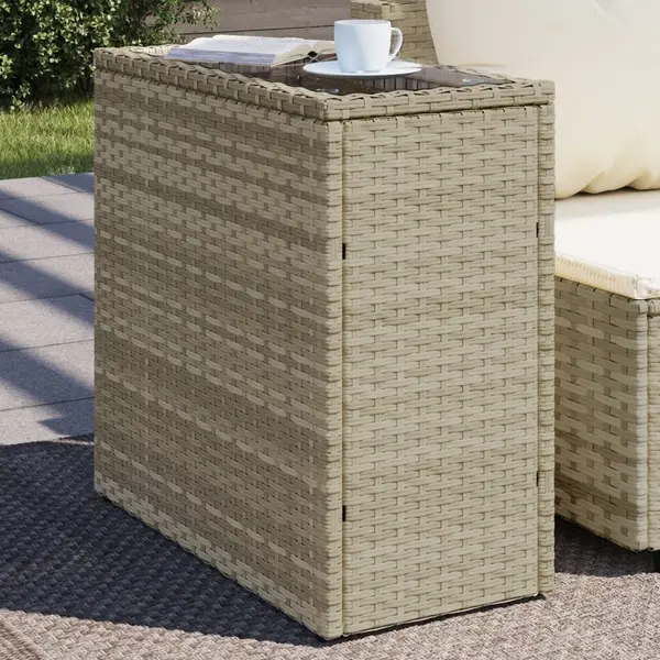 Gossi masa laterala gradina, blat sticla, gri 58x27,5x55 cm poliratan