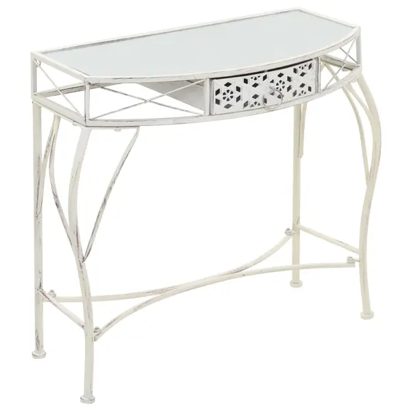 Gossi masa laterala stil frantuzesc, alb, 82 x 39 x 76 cm, metal