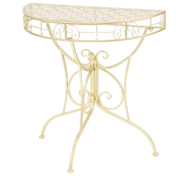Gossi masa laterala stil vintage semirotunda metal 72x36x74 cm auriu