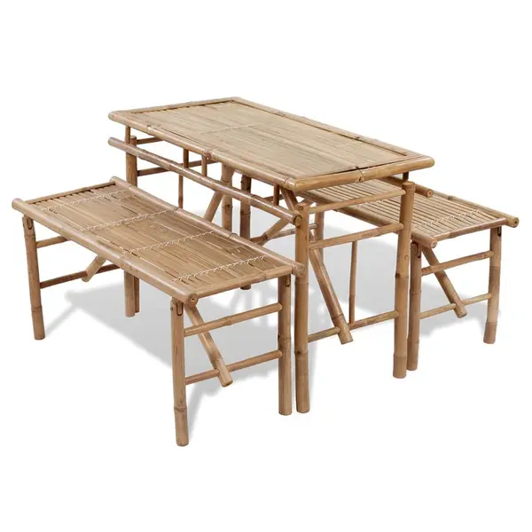 Gossi masa pentru bere cu 2 banci, 100 cm, bambus