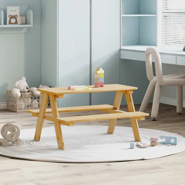 Gossi masa pentru copii cu banci „irun” 90x79,5x50 cm lemn masiv