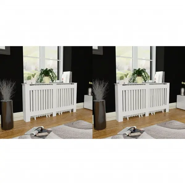 Gossi masca de calorifer, 2 buc., alb, 152 cm, mdf
