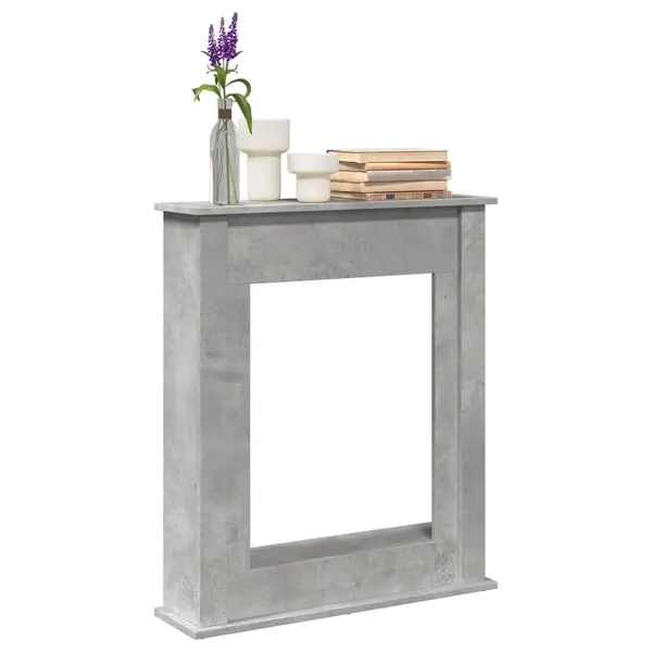 Gossi masca de semineu, gri beton, 75x20x87,5 cm, lemn prelucrat