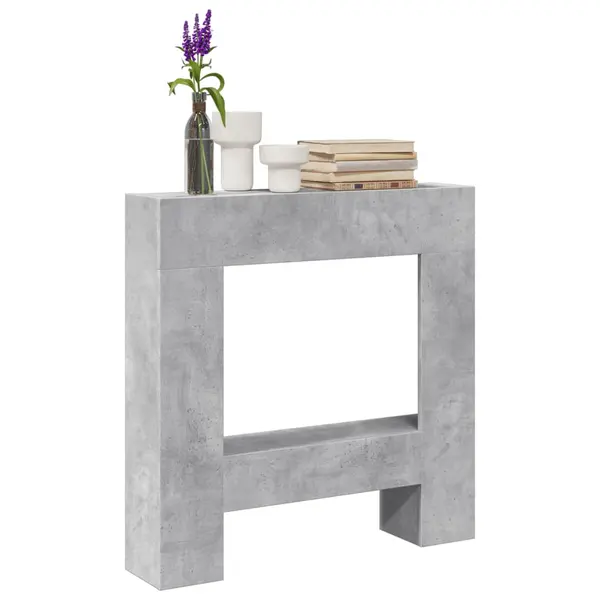 Gossi masca de semineu, gri beton, 81x18x82 cm, lemn prelucrat