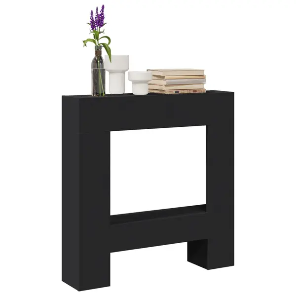 Gossi masca de semineu, negru, 81x18x82 cm, lemn prelucrat