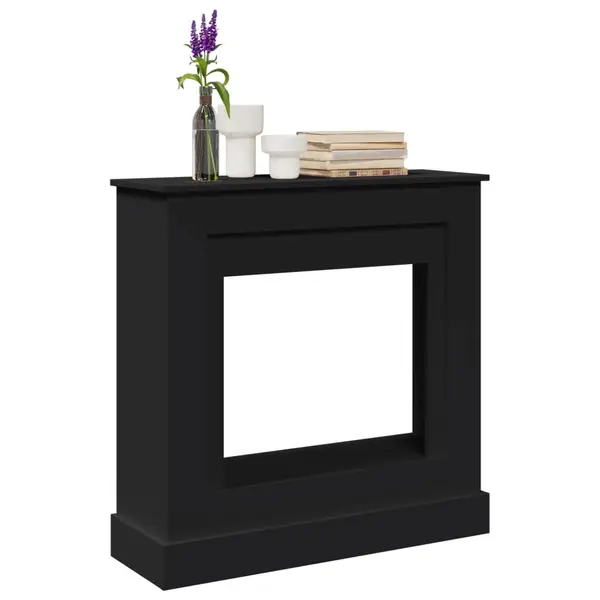 Gossi masca de semineu, negru, 90x30x90 cm, lemn prelucrat