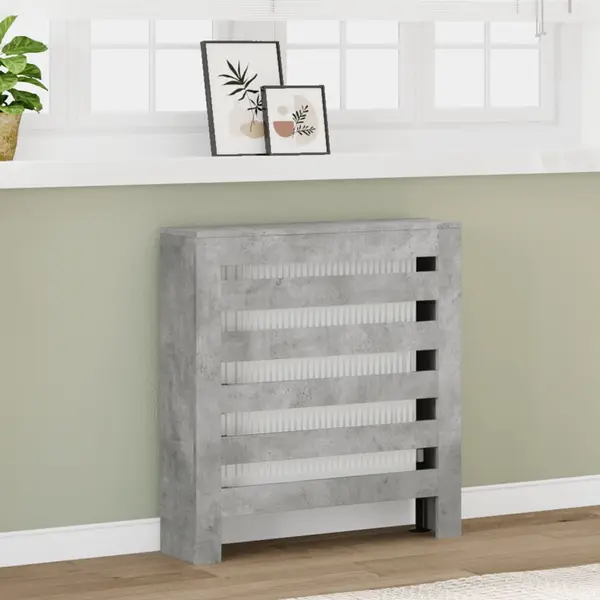 Gossi masca pentru calorifer, gri beton, 78x20x82 cm, lemn prelucrat