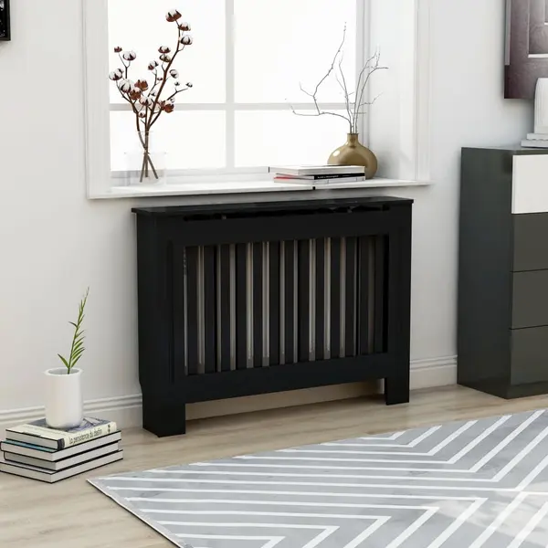 Gossi masca pentru calorifer, negru, 112 x 19 x 81,5 cm, mdf