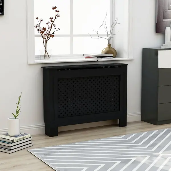 Gossi masca pentru calorifer, negru, 112 x 19 x 81,5 cm, mdf
