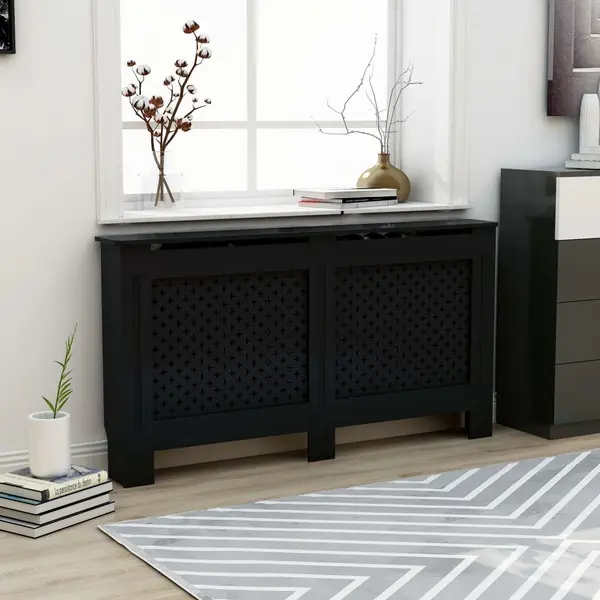 Gossi masca pentru calorifer, negru, 152 x 19 x 81,5 cm, mdf